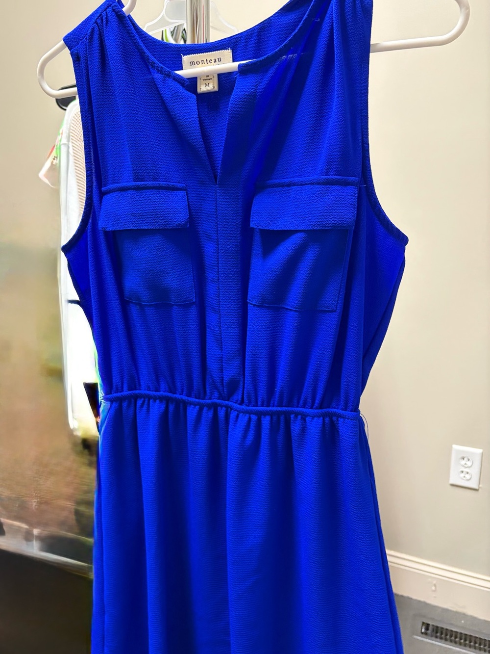 Monteau Cobalt Blue Sleeveless Dress with Front Pockets